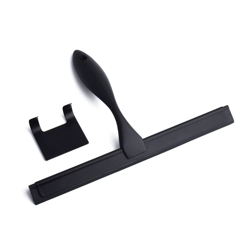 Q1JB Shower Squeegee Stainless Steel Matte Black Squeegee for Bathroom Doors Mirrors Tiles Car Windows with Hook Wiper Cleaner