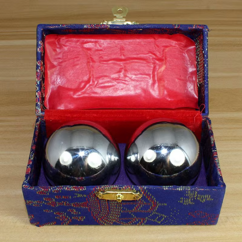 2Pcs Hand Massage Ball Stress Relaxation Chinese Health Care for Chromium Plated Silver Like solid hollow Hand Fitness Iron Ball