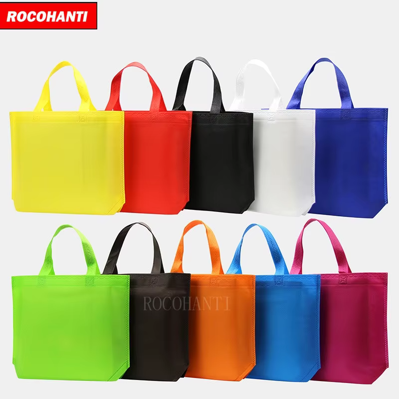 5pcs Custom Non Woven Fabric Shopping Bag Foldable Reusable Grocery Bags Convenient Totes Bag Nonwove Non-Woven Bag Mixed Colors