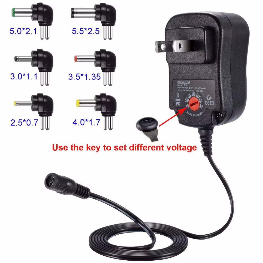US/EU/UK PLUG 12W Universal Power Adapter Plug Multi Voltage 3V 4.5V 5V 6V 7.5V 9V 12V AC DC Power Supply Charger 3V-12V