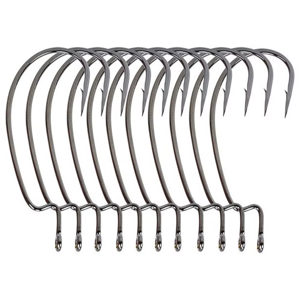 10pcs High Carbon Steel Fishing Hooks 1/0# 2/0# 3/0# 4/0# 5/0# Crank Hook For Soft Worm Bait Crankbait Fishing  Accessories