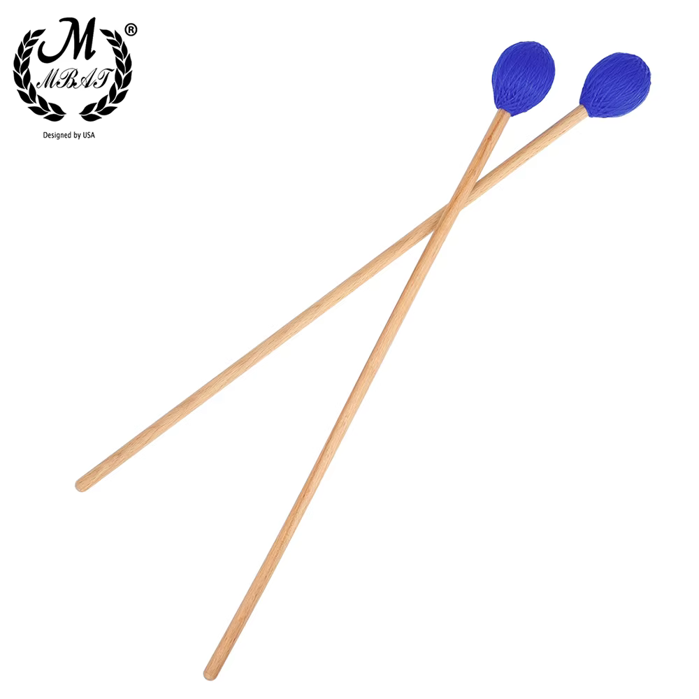 M MBAT Drumstick Marimba Stick Middle Mallets Xylophone Mallet Drum Sticks Beech Handle Percussion Instrument Accessories Mallet
