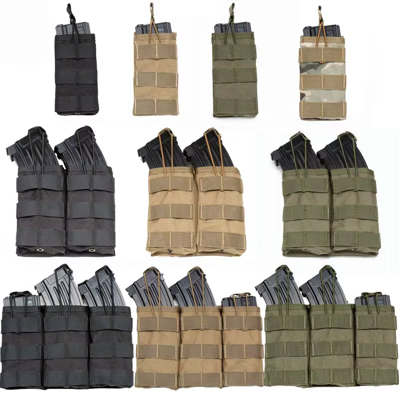 Hunting MOLLE Vest Accessories Tactical Triple Cartridge Bag 1000D Nylon Paintball Airsoft Single / Double Magazine Pouch