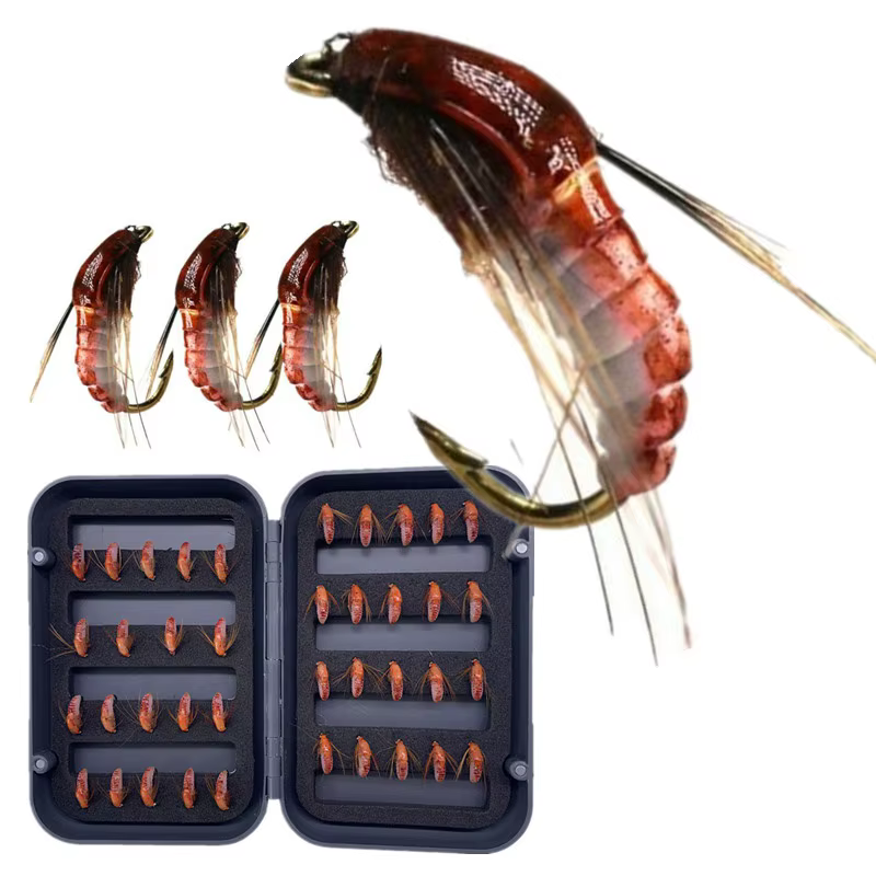 3/6/12/24Pcs Realistic Nymph Scud Fly for Trout Fishing Fly Tying Artificial Lure Baits #10 Hook