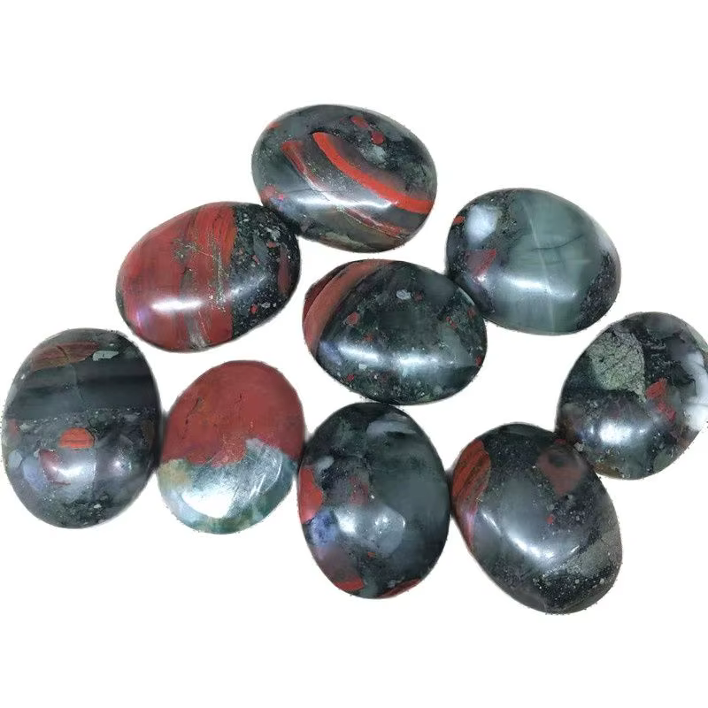 1PC Natural Bloodstone Palm Stone Gemstone Oval Smooth Polished Palms Reiki Healing Chakra Stone Home Decoration