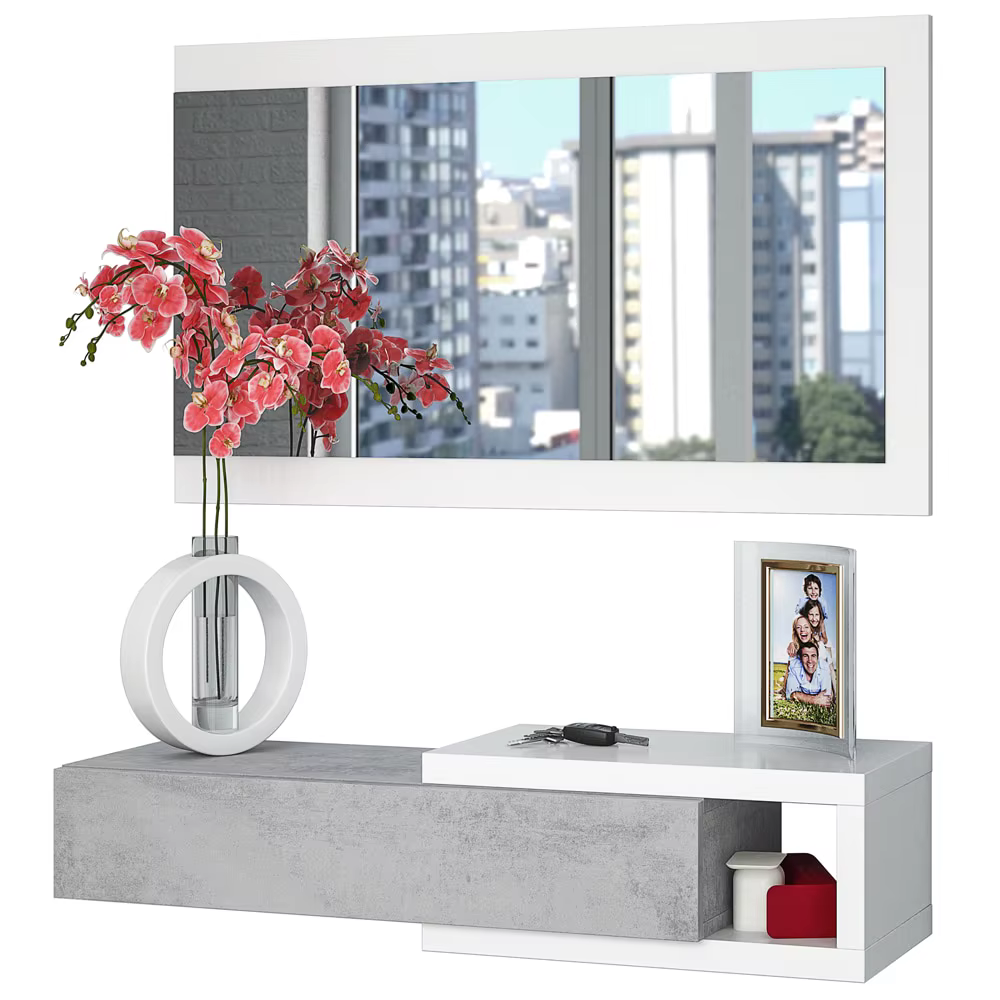 Narrow entrance hall furniture for home, Hall furniture, white artik and cement entrance furniture for home