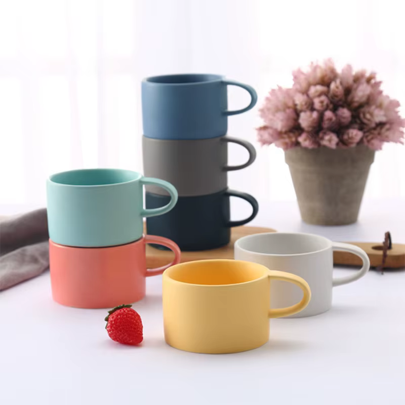 Creative Handmade Handle Mug and Oval Plate, Personalized Ceramic Cup, Saucer for Coffee, Tea, Milk, Cake, Nordic Home Decor