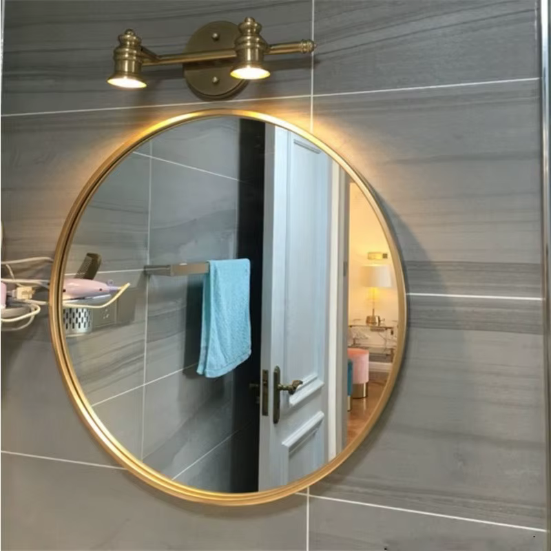 Round Iron Wall Hanging Mirror, Personality Creative Mirror, Simple Bathroom Decoration, Vanity Mirror, Q429