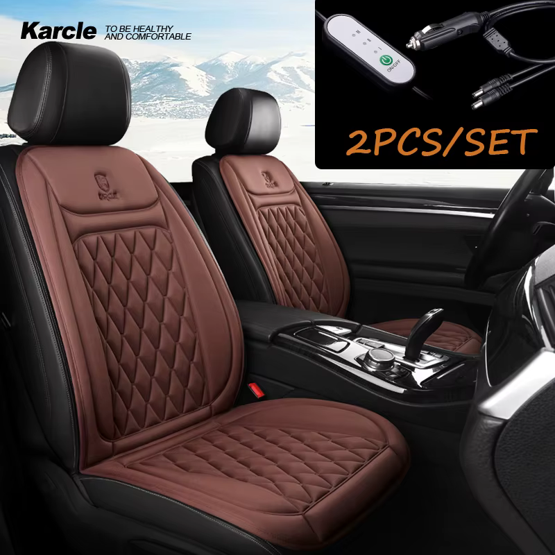 2pcs Heated Car Seat Cushion Fast Heating Seat Covers 12V/24V Universal Automobile Seat Cover Heater