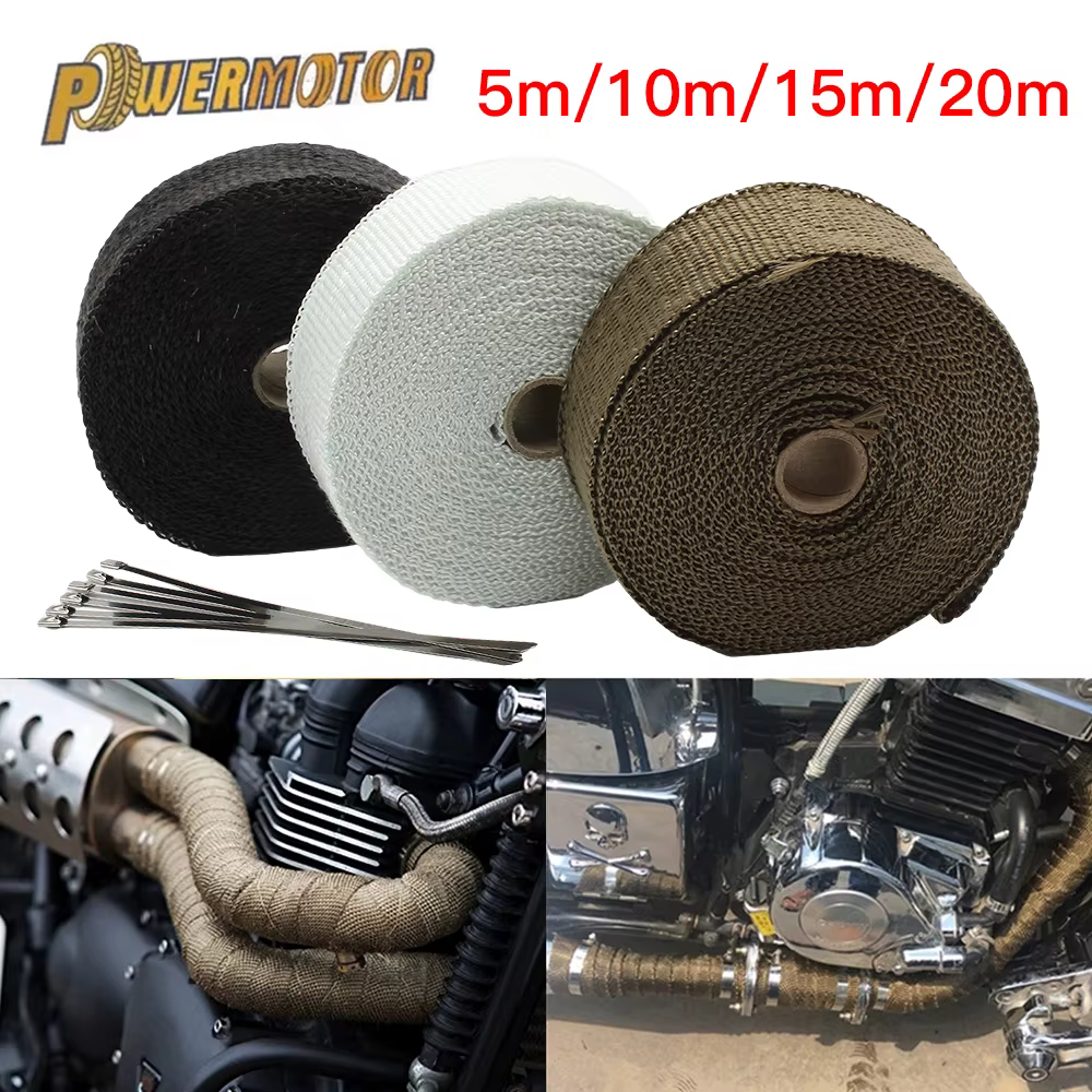Enduro Exhaust Thermal Band Motorcycle Muffler Heat Wrap Protection 5cm 5M 10M 15M 20M Tape Bandage Car Dirt Pit Bike Motocross