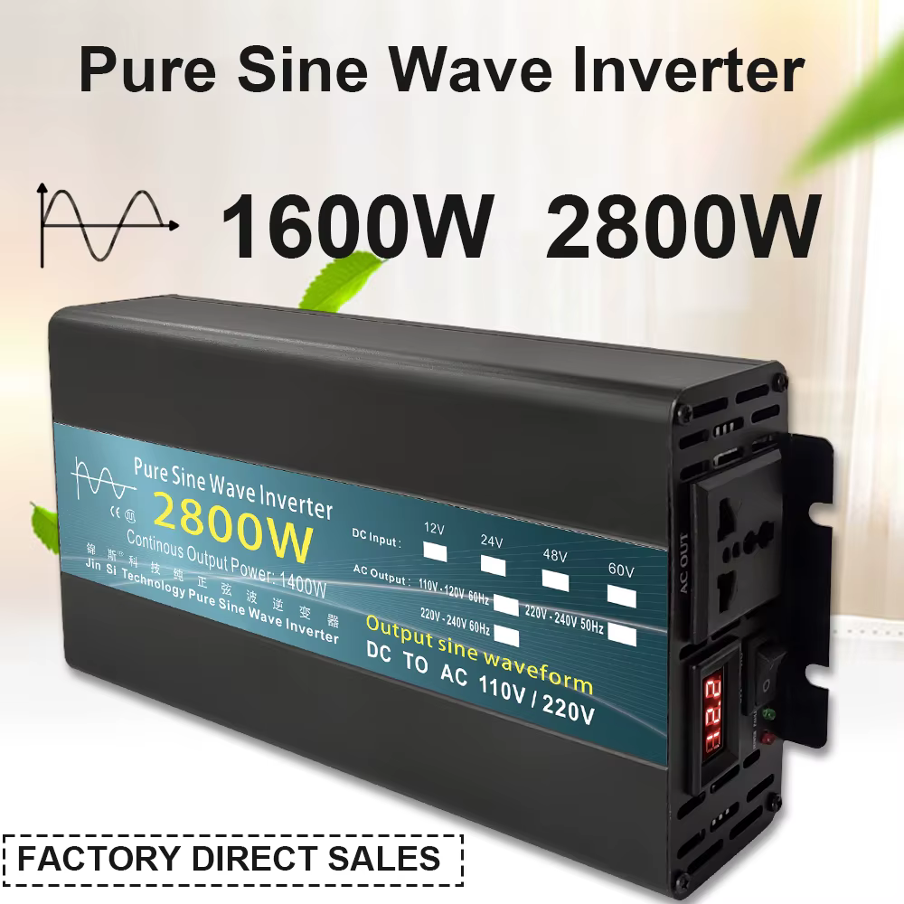 Inverter 12V 220V 24V 1000W 1600W 2000W 2800W Pure Sine Wave Inverter Power Converter Solar Inversor 12V To 220V Transformer LED