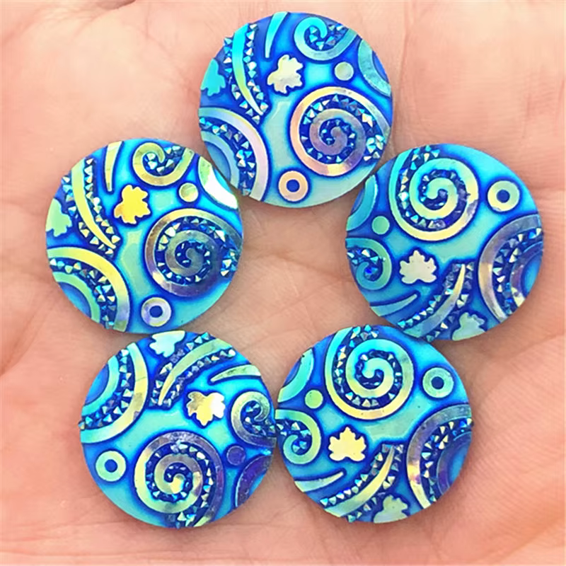 10PCS 20mm AB Resin Flower Rhinestone Flatback Wedding Diy Button Crafts