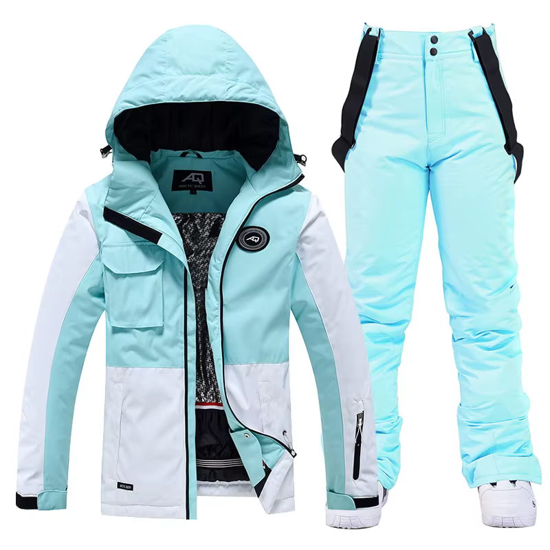 Ski Jacket and Pant for Women, Snowboarding Clothing, Oblique Zipper, Color Matching, Snow Suit Wear, Waterproof, Winter Costume