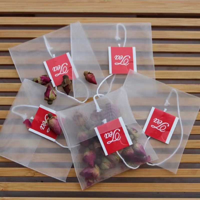 50pcs/lot Disposable Empty Tea Bag Nylon Fold Close Heat Seal Filter Teabag