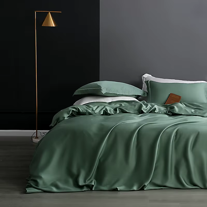 Natural Silk Duvet Cover Solid Color Quilt Cover High-Grade Single Double King Size Comforter Bedding Cover