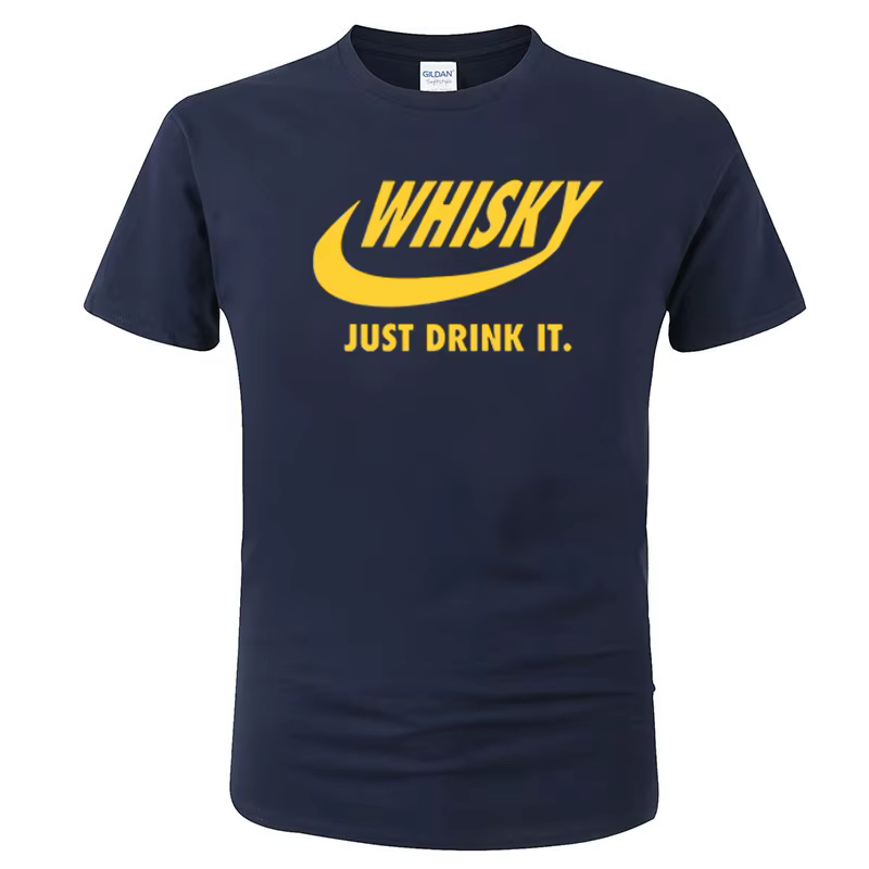 Summer Novelty Drink Whisky T Shirt Man Short Sleeve Fashion Hip Hop Cotton Crewneck Big Size Whiskey Print Men Tee Tops