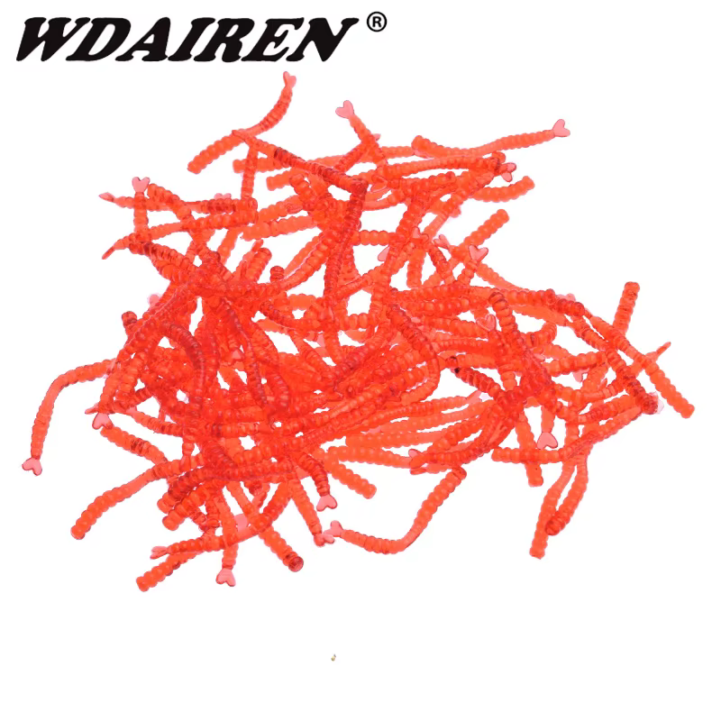 50-200PCS Lifelike Red Worm Soft Bait Fishy Shrimp Additive Earthworm Fishing Lure Silicone Artificial Baits Bass Carp Tackle