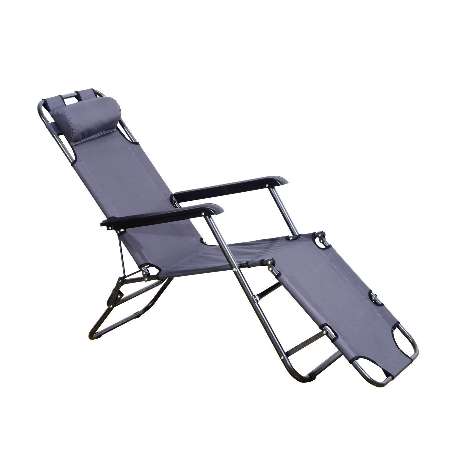 Outsunny folding tilt lounger pool gray folding steel tilt lounger + pillow hammock Gray
