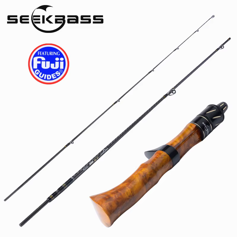 Seekbass Japan Fuji Guides Portalbe Ultralight Finess Trout Rod 1.37m 1.65m Wood Knob Solid Carbon Tip UL/L Spinning/Casting