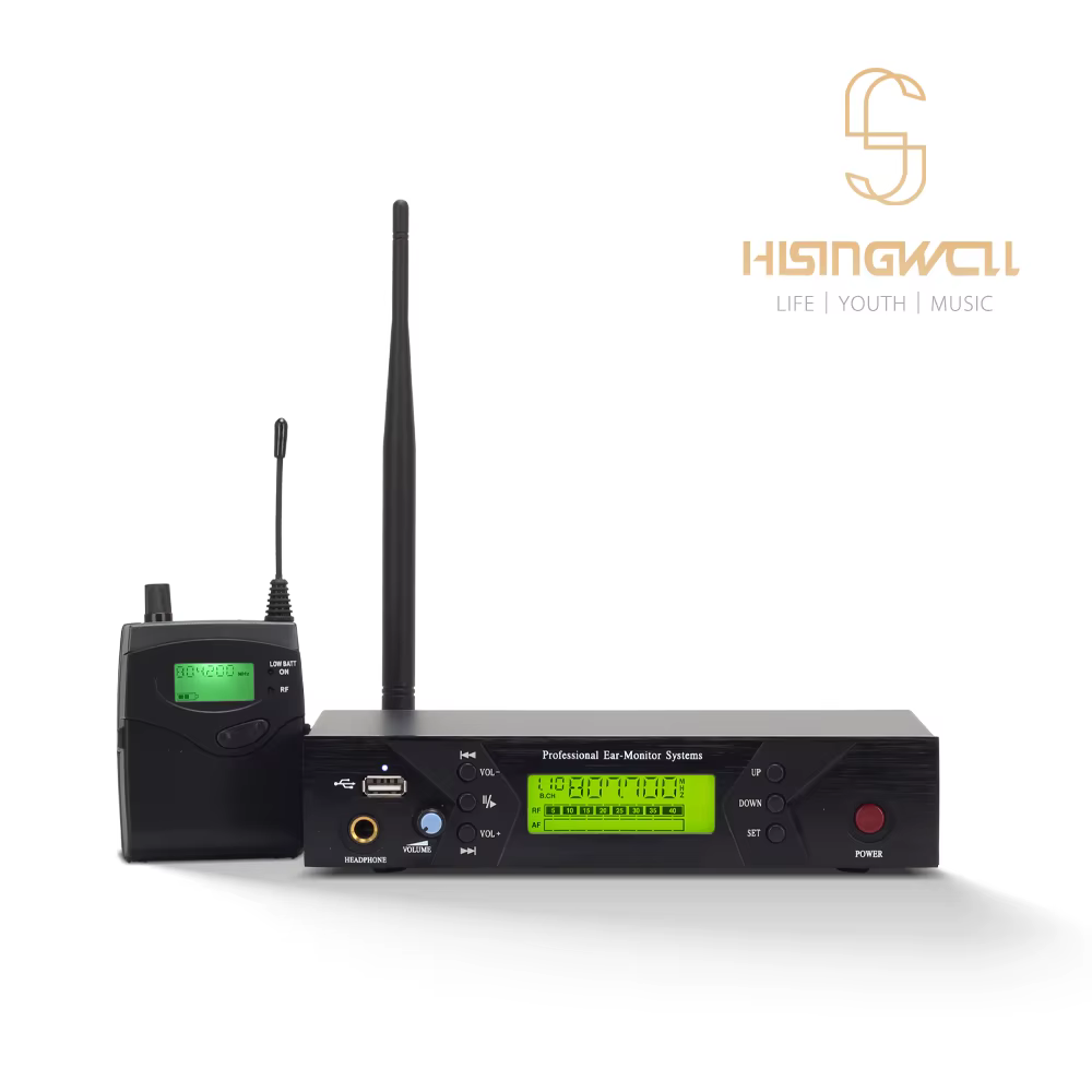 HISINGWELL UHF Metal Housing Wireless Audio Monitoring System, Suitable for Stage, Studio, Exhibition, Speech(JU-510)