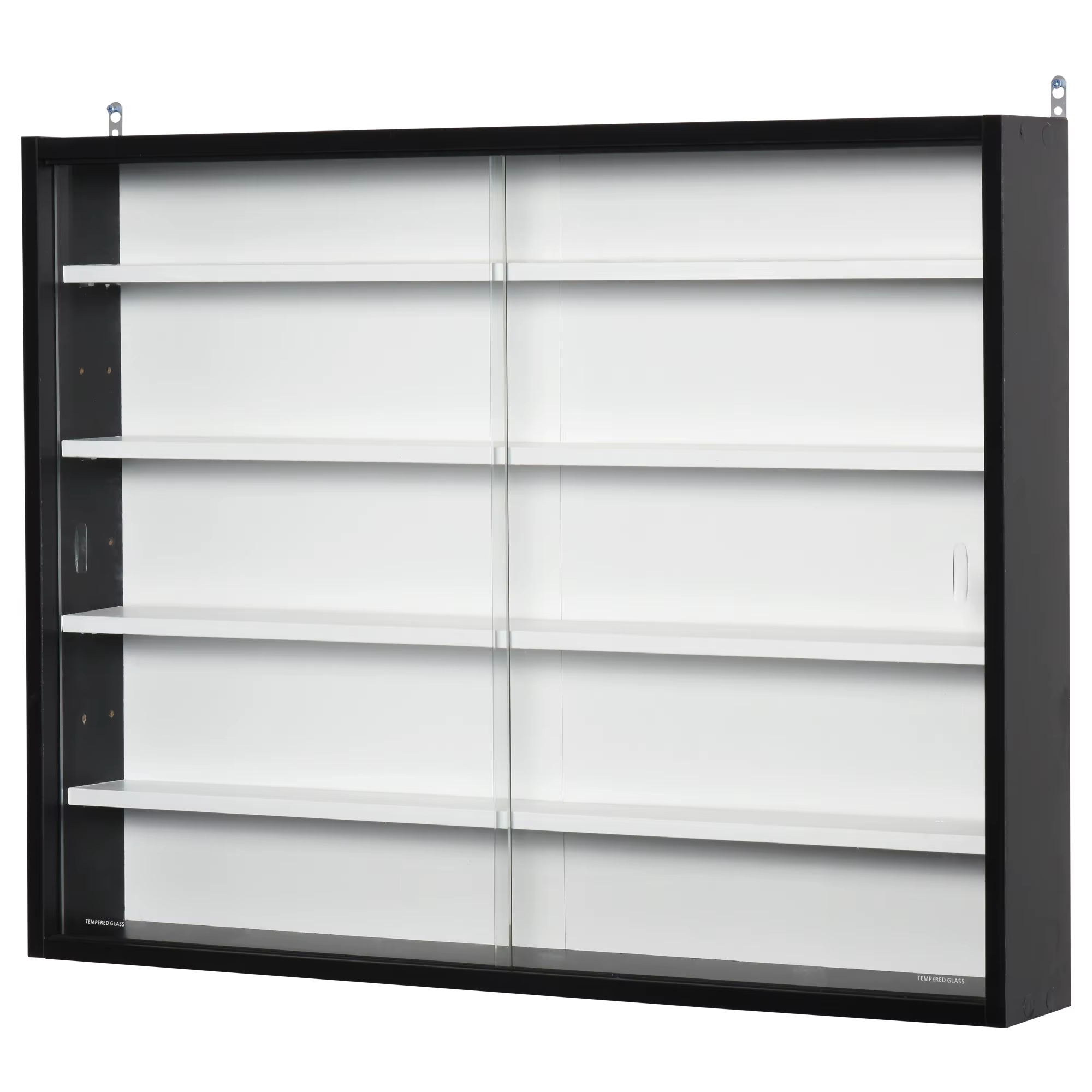 HOMCOM 2 sliding doors adjustable shelves wall display cabinet for collections Perfumes decoration 80x9,5x60 cm black