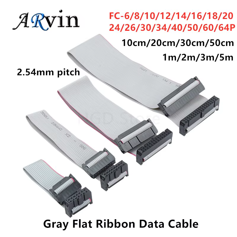 2.54mm pitch FC-6/8/10/14/16/20/24/40/50/64 PIN JTAG ISP DOWNLOAD CABLE Gray Flat Ribbon Data Cable FOR DC3 IDC BOX HEADER