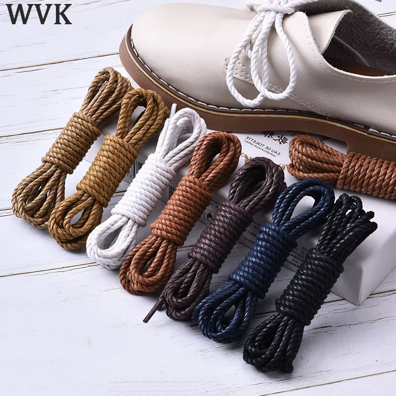 NEW 2PCS Shoelace Casual Leather Shoelaces Waxed Round shoe laces Shoestring Fashion Boot Sport Shoes Cord Ropes 60/90/120/150CM