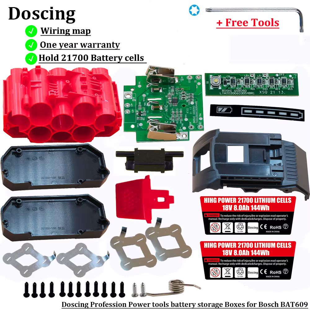 Doscing 21700 BAT618 18V Lion Battery Plastic Case PCB Charging Protection Circuit Board Shell For Bosch  BAT610 BAT609 BAT618G
