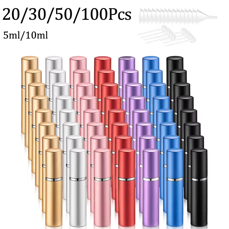 20-100Pcs 5/10ml Travel Refillable Perfume Spray Bottle Atomizer Aluminum Portable Perfume Spray Bottle Empty Fragrance Atomizer