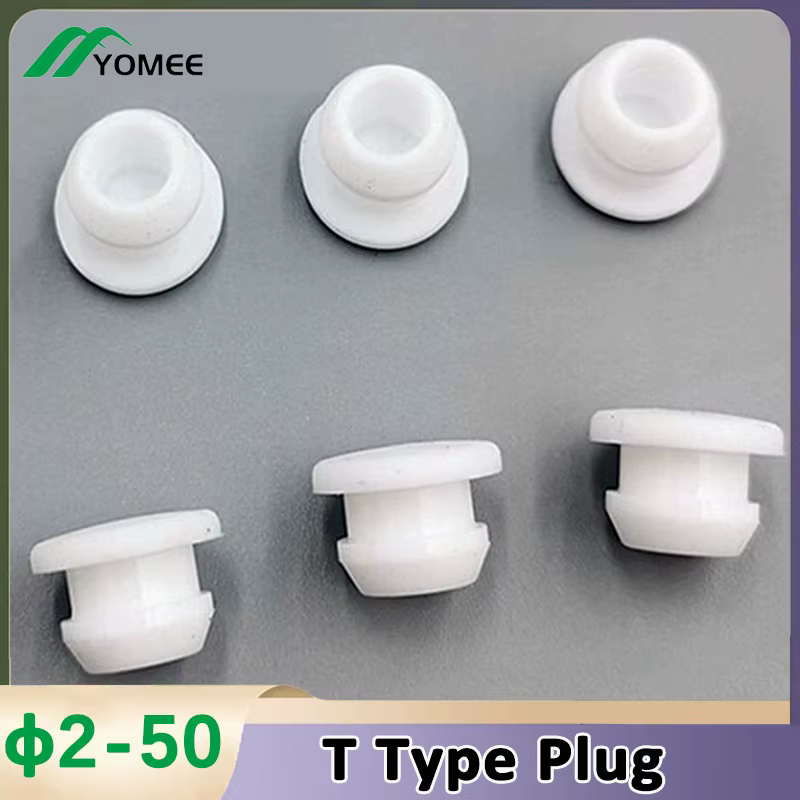 1-10Pcs White Silicone Rubber Caps T Type Plug Cover Conical Snap-on Gasket Blanking End Seal Stopper Tube Inserts Bung