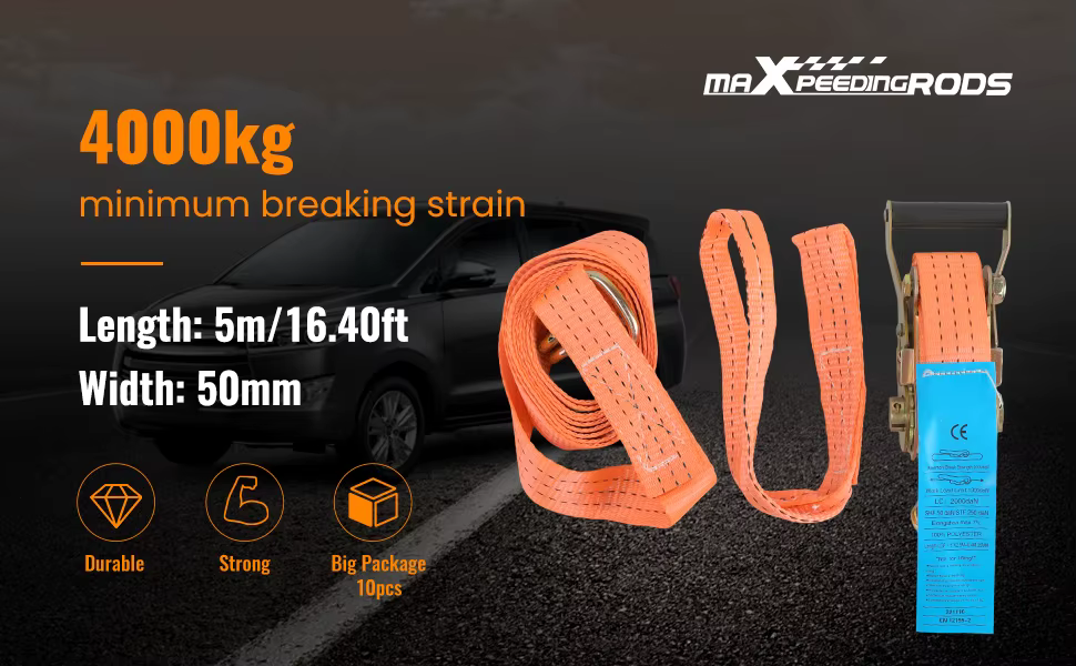 4PCS×TIE DOWN RATCHET STRAPS 38MM 2T 2000KG 2 TON 2.9M HEAVY DUTY LASHING STRAP