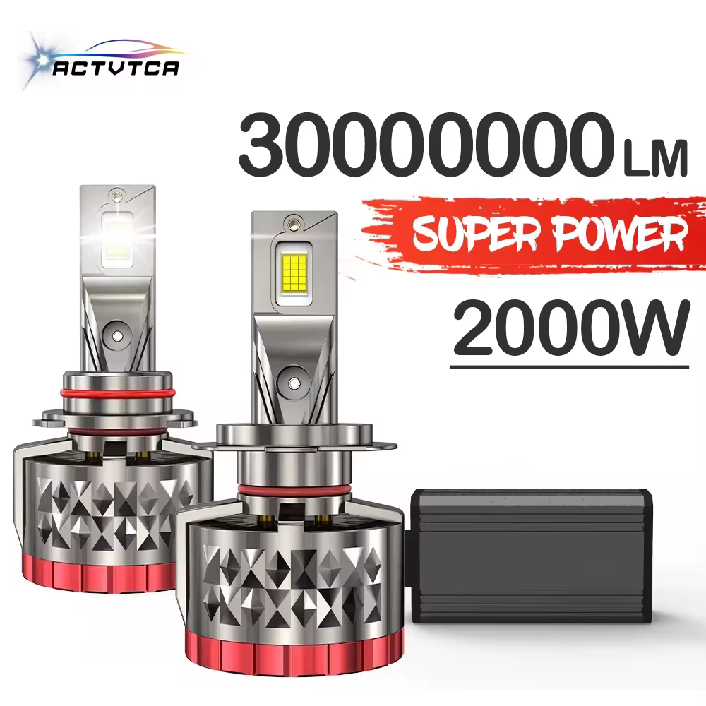 ACTVTCA H4 H7 LED Headlight 2000W 6000K H8 H9 H11 9005 9006 HB3 HB4 Canbus Double Copper Tube Lamp 12V 24V Car Light