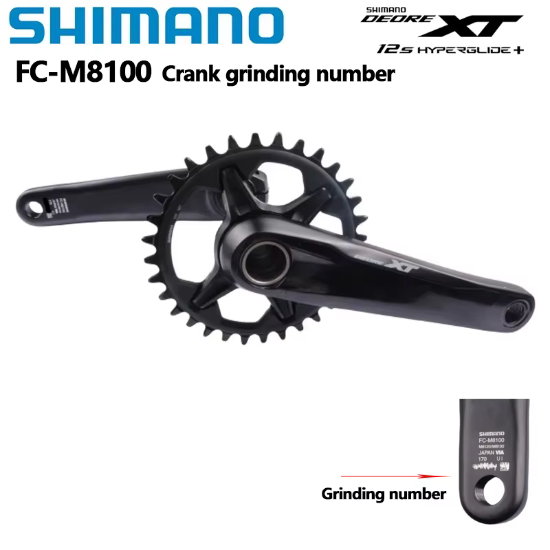Shimano XT M8100 Crankset Grinding Number 12speed 170mm 175mm 30T 32T 34T 36T Single Chainring Mountain Bike Crankset