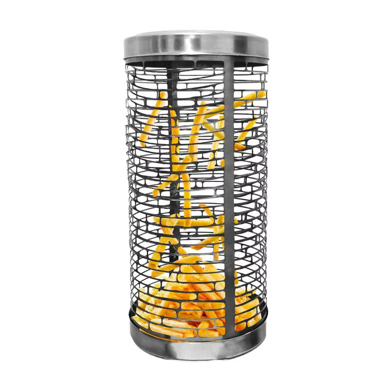 Rolling Grilling Basket Food Safe Stainless Steel Mesh For BBQ Round Stainless Steel Bbq Grill Mesh Evenly Heated Stainless