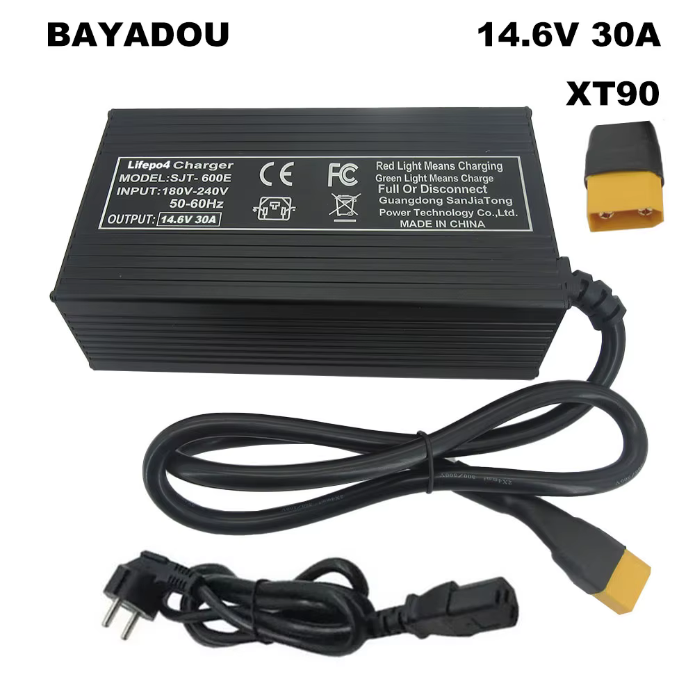 12V 4S LiFePO4 Fast Charger 14.6V 30A 12.8V Smart Charger for 12 V Iron Phosphate Golf Energy Storage RV Boat Battery