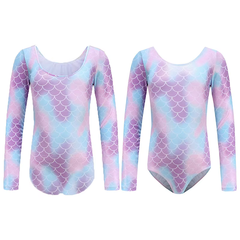 Long Sleeve Gymnastics Leotard 4-14 Years Girls Fashionable Simplicity Dreamy Style Soft Comfortable and Beautiful Dancewear