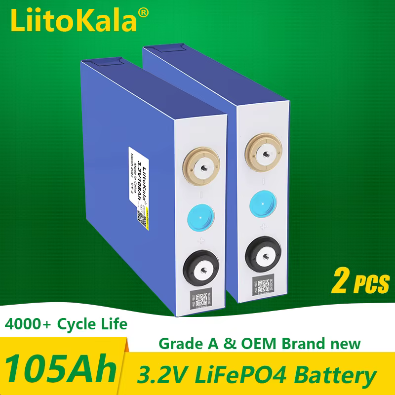 1-2PCS LiitoKala 3.2v 105Ah 30Ah 50Ah LifePo4 battery high drain for diy 12V Solar Inverter Electric Vehicle c oach golf cart