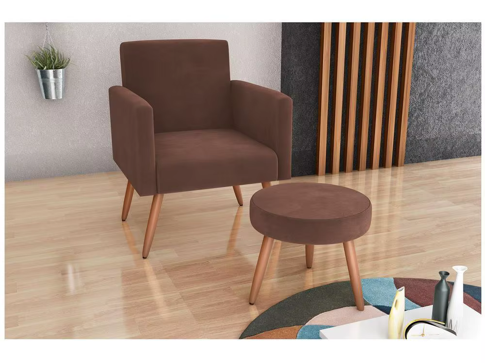 Decorative Armchair with Modern Matrix Puff