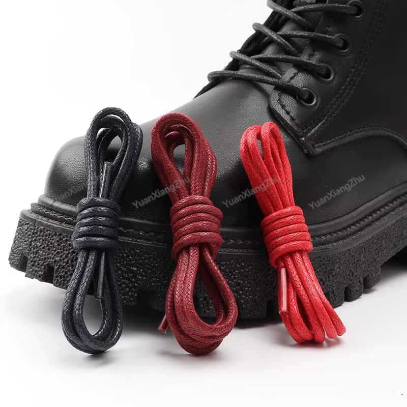 Cotton Waxed Shoelaces Round Oxford Shoe laces Boots Laces for Shoes Waterproof Leather Shoelace 60/80/100/120/140/180cm 1Pair
