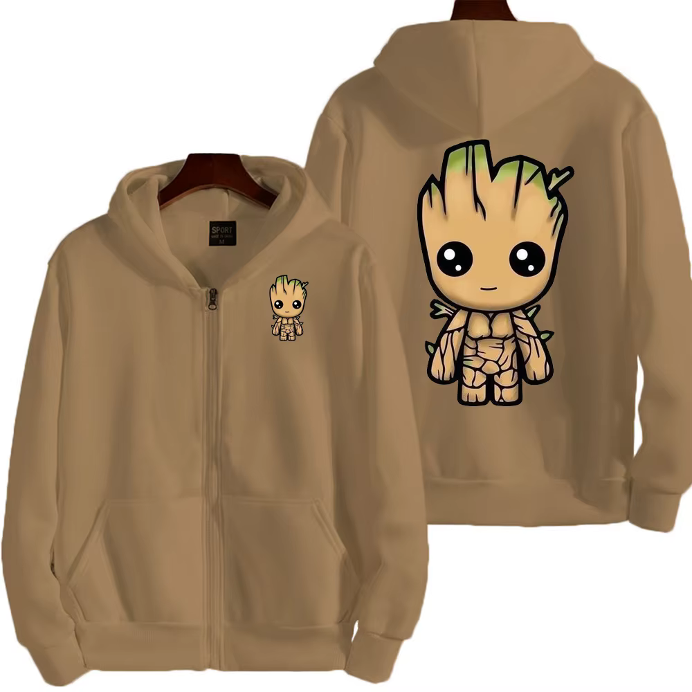 Men I Am Groot Cartoon Hoodie Spring Autumn Women Oversized Sweatshirt With Zipper New Couple street Coat