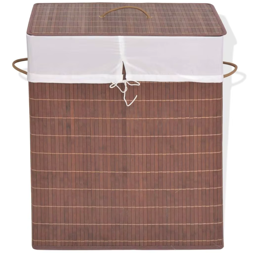 Rectangular Brown Bamboo Laundry Hamper | Eco-Friendly Storage Bin for Clothes