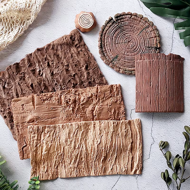 VERIDIAN Baking Cake Silicone Mold Forest Bark Tree Stump Wood Grain Texture Fondant Baking Tools Resin Silicone Molds Pastry