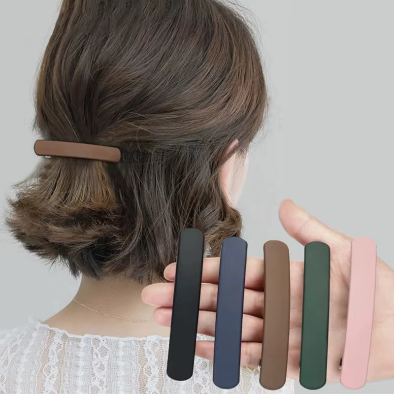Korean Fasten Solid Colors Hair Clip Anti-Slip Lightweight Retro Wild Elegant Spring Hairpins for Women Girls Accessories