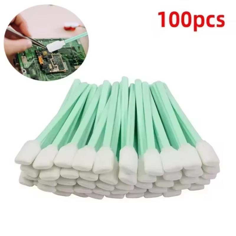 100PCS Inkjet Printhead Cleaning Industry Cotton Swab Nonwoven Anti-static Dust Off for Epson Roland Mimaki Mutoh Cleaning Tools
