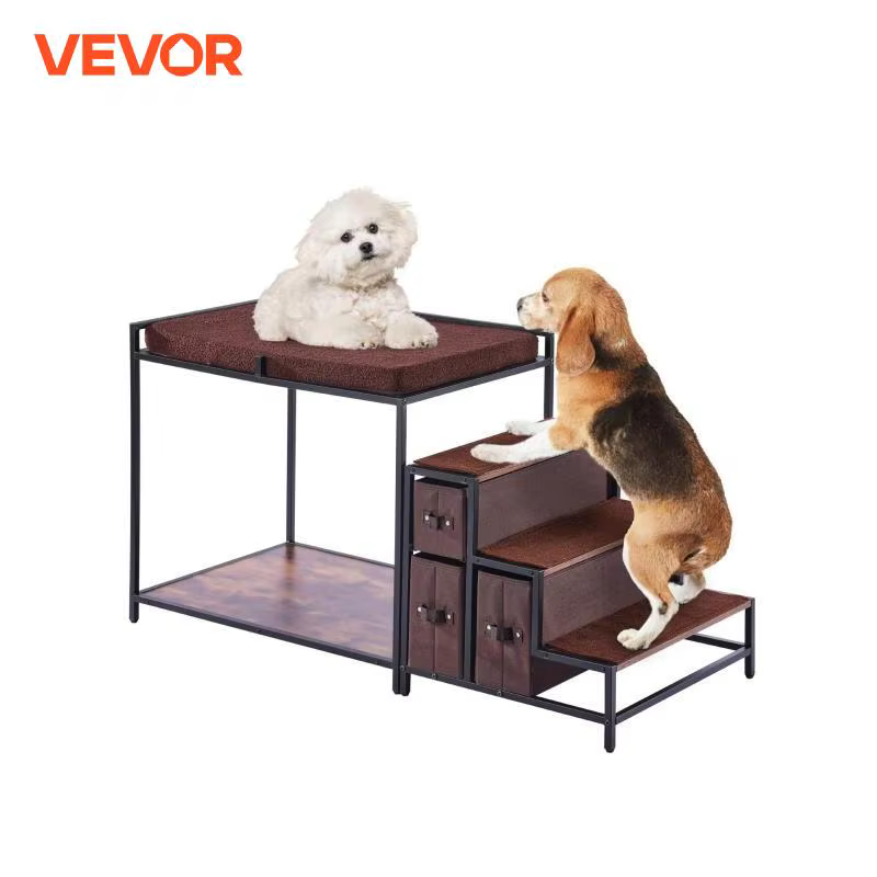 VEVOR Pet Bunk Bed with Stairs Dog Window Perch with Storage Multi-Level Bed Window Perch Dog Bedside Couch for Medium Size Pet