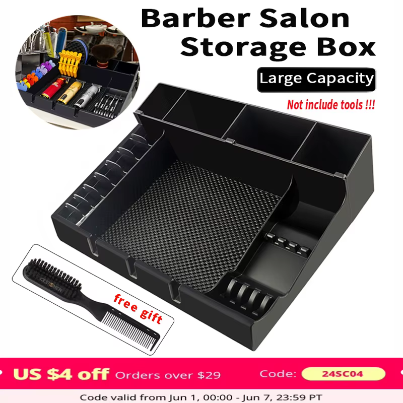 Salon Barber Hair Styling Scissors Storage Box for Beauty Hairdressing Tools Electric Hair Clipper Comb Tray Case Holder Desktop
