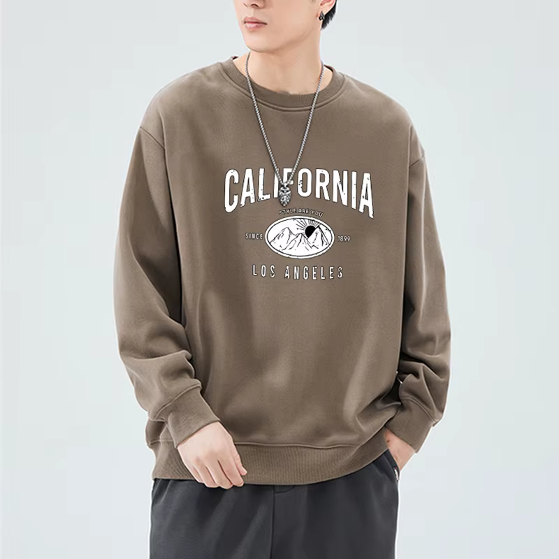 Tland in-type printed style men-to-man big size overfit long-sleeved T-shirt autumn TS3065