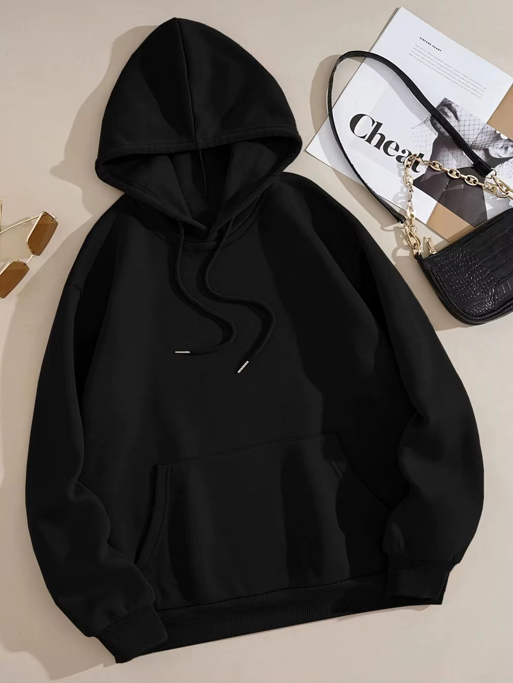Loose Oversized Clothing Hoodie Men Women Autumn Warm Fleece Street Sweatshirts Solid Color Casual All-match Couple Hooded