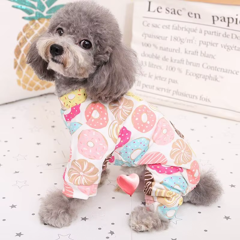 New Cotton Print Puppy Cat Dog Jumpsuit Spring Summer Pet Pajamas for Small Dogs Mascotas Costume York Terrier Maltese Overalls
