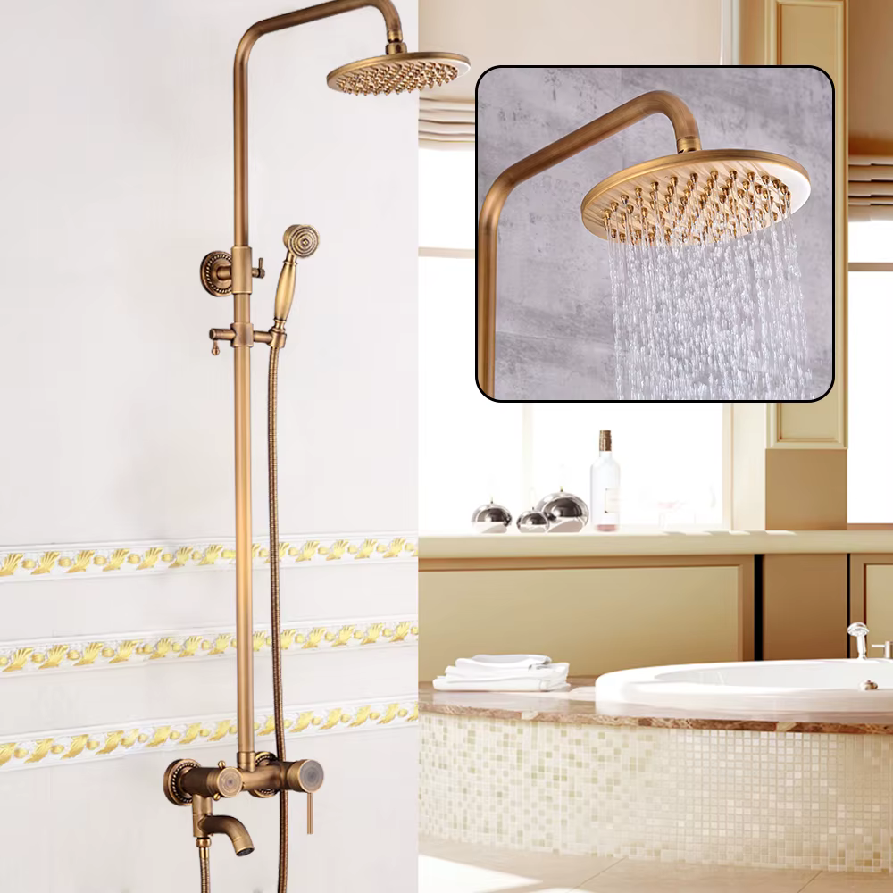 Retro Shower Set Rain Shower Head For Bathroom  Wall Mount Shower System Golden Shower System Household